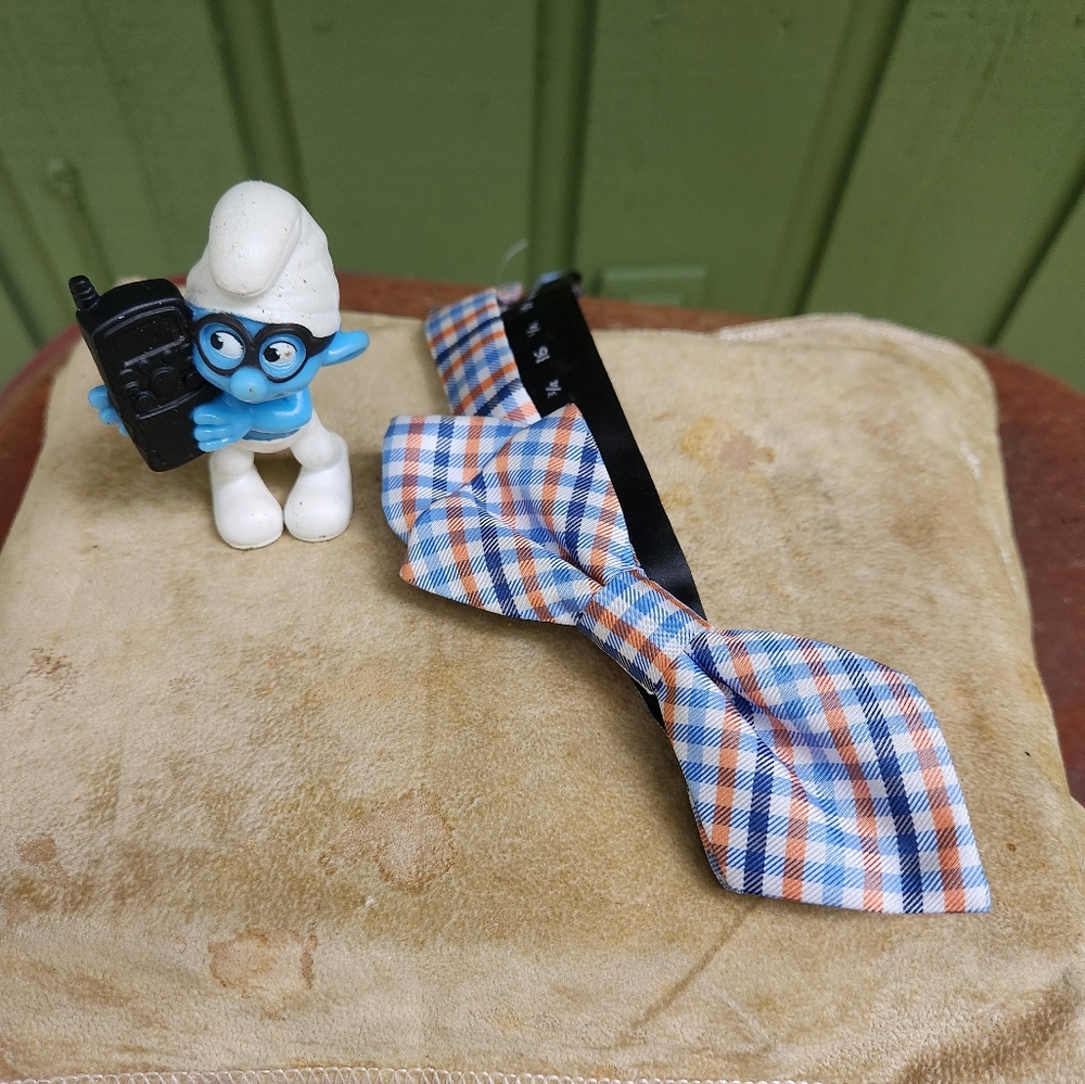 IZOD Boys Bow Tie In White, Blue and Orange Classic Plaid